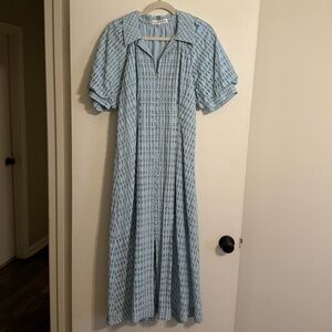 English Factory Seersucker Check Midi Dress